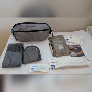 United Airlines Therabody  Grey Amenity Kit New Lotions Socks